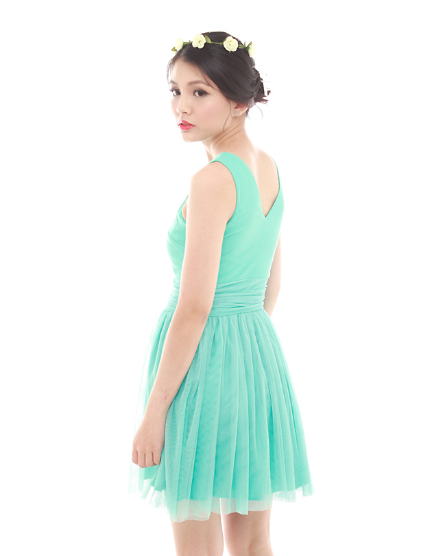 Vera Tulle Dress in Tiffany Green